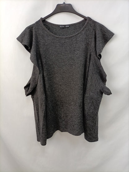 ZARA. Jersey volantes gris T.l