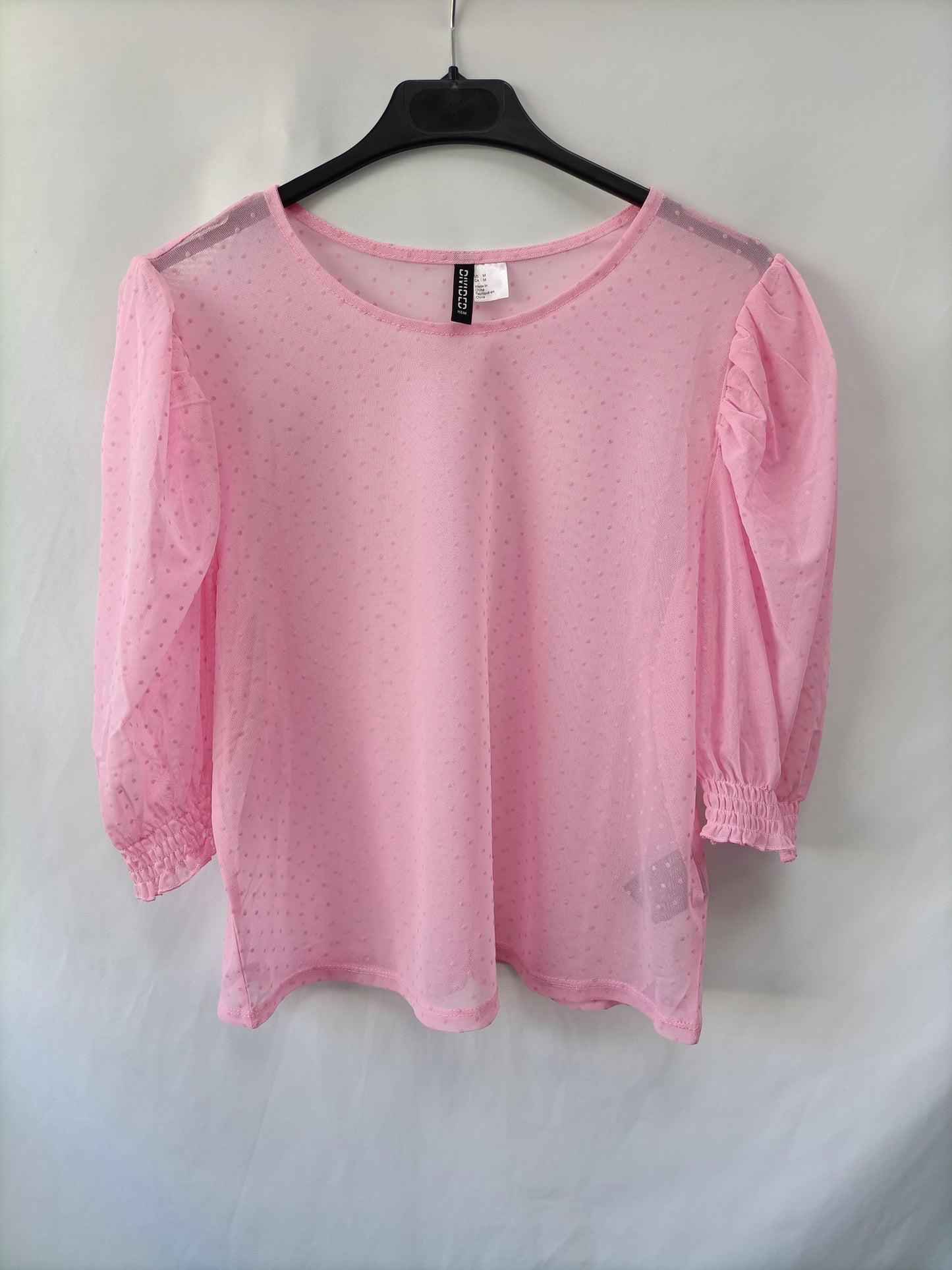 H&M. Top rosa plumeti T.m