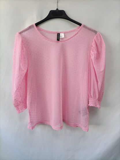 H&M. Top rosa plumeti T.m