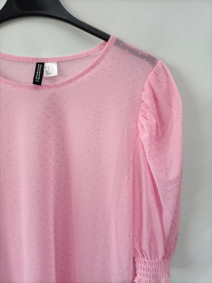 H&M. Top rosa plumeti T.m