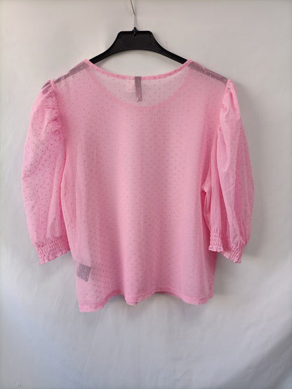 H&M. Top rosa plumeti T.m