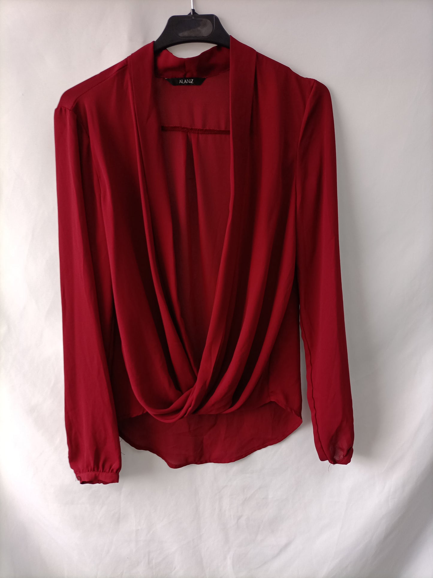 ALANIZ. Blusa burdeos cruzado T.u(m)