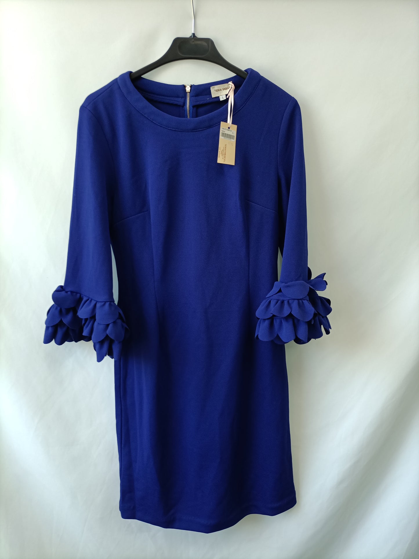 TERIA YABAR.Vestido azul textura T.L