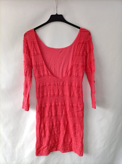 TOPSHOP.Vestido coral encaje T.36