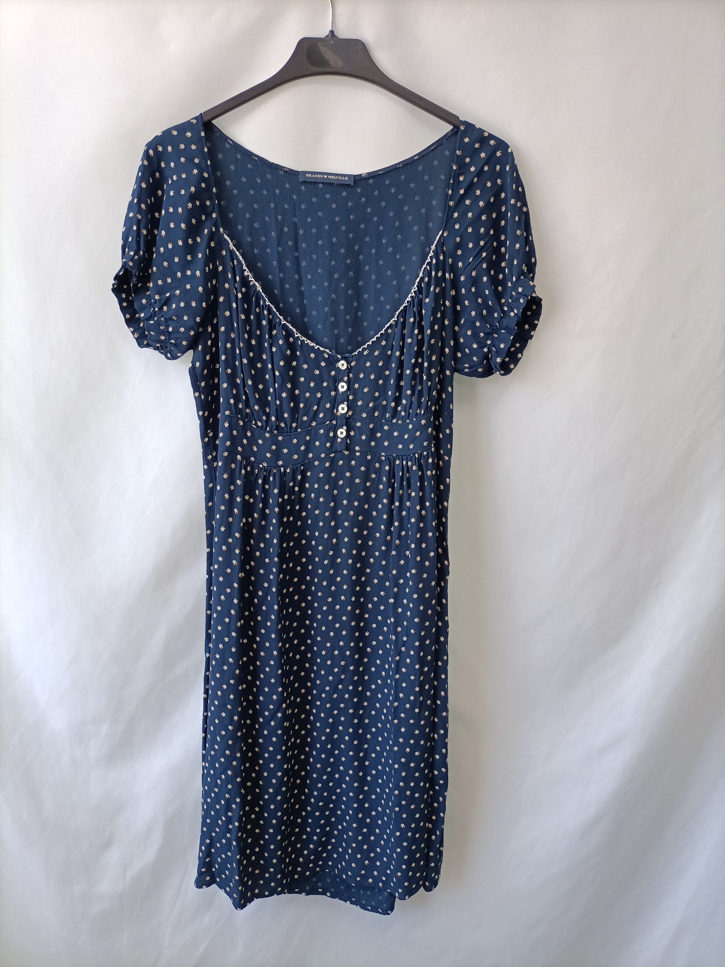 BRANDY MELVILLE. Vestido azul flores T.40