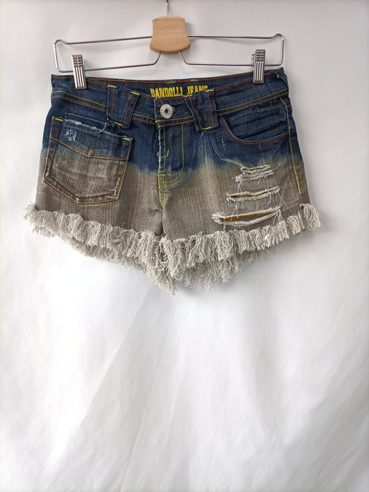 BANDOLLI JEANS. Shorts flecos bicolor T.36