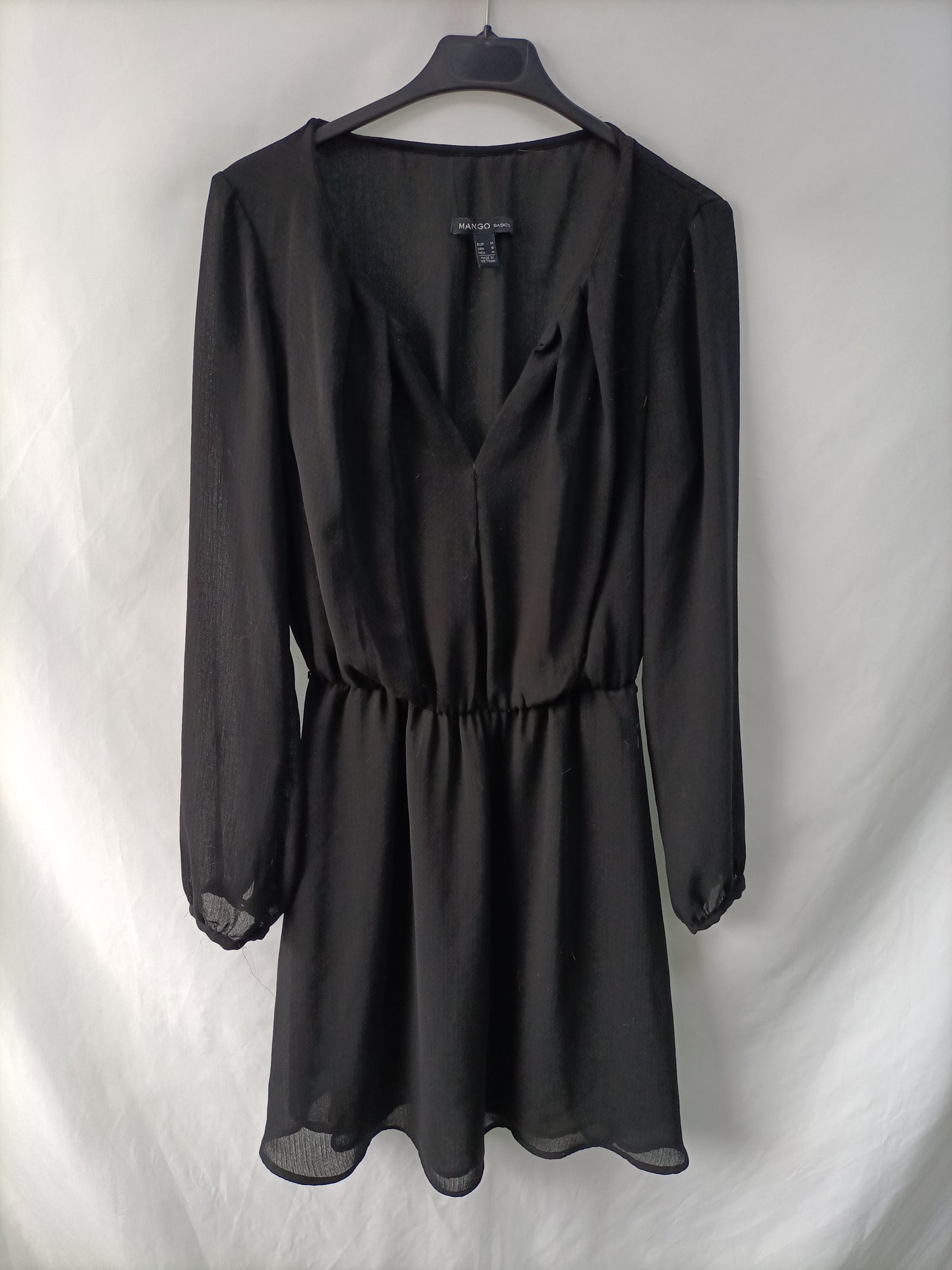 MANGO. Vestido negro basico fluido T.m