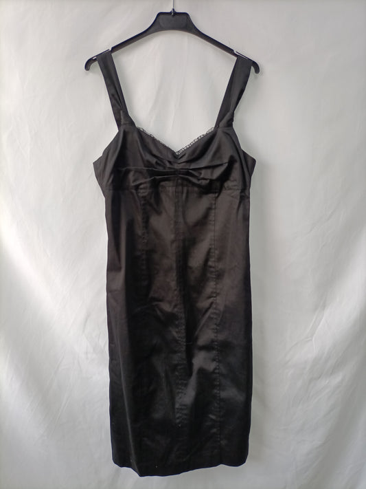 VIDRIO.Vestido midi negro T.40