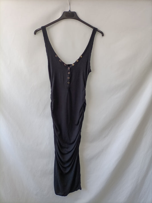 TWENTY.Vestido midi negro T.xs