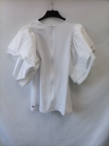 CUPLÉ.Blusa blanca mangas T.s