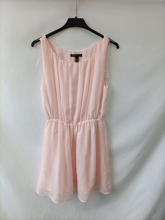 MANGO. Vestido rosa clarito tablas T.xs