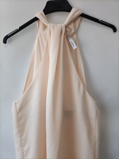 MANGO. Vestido beige textura T.m