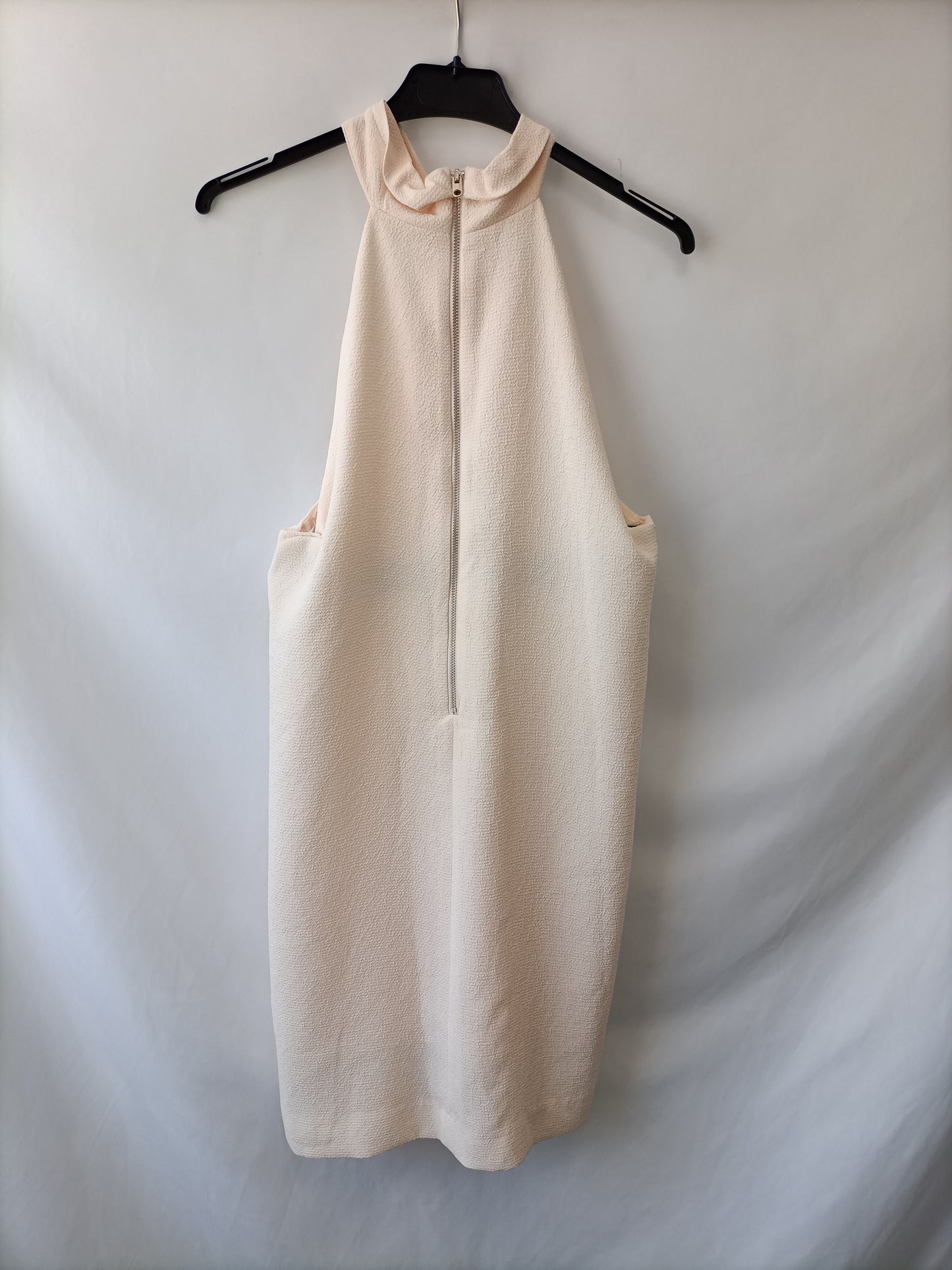 MANGO. Vestido beige textura T.m