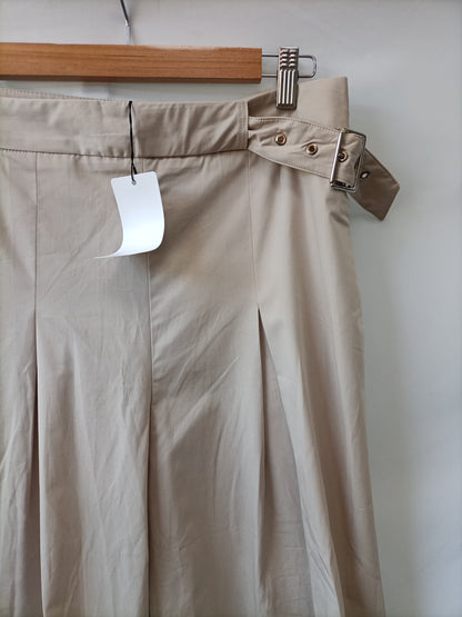 MANGO. Pantalón palazzo beige claro pinzas T.l