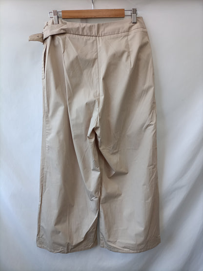 MANGO. Pantalón palazzo beige claro pinzas T.l