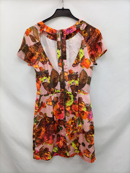 TOPSHOP. Vestido rosa flores T.36