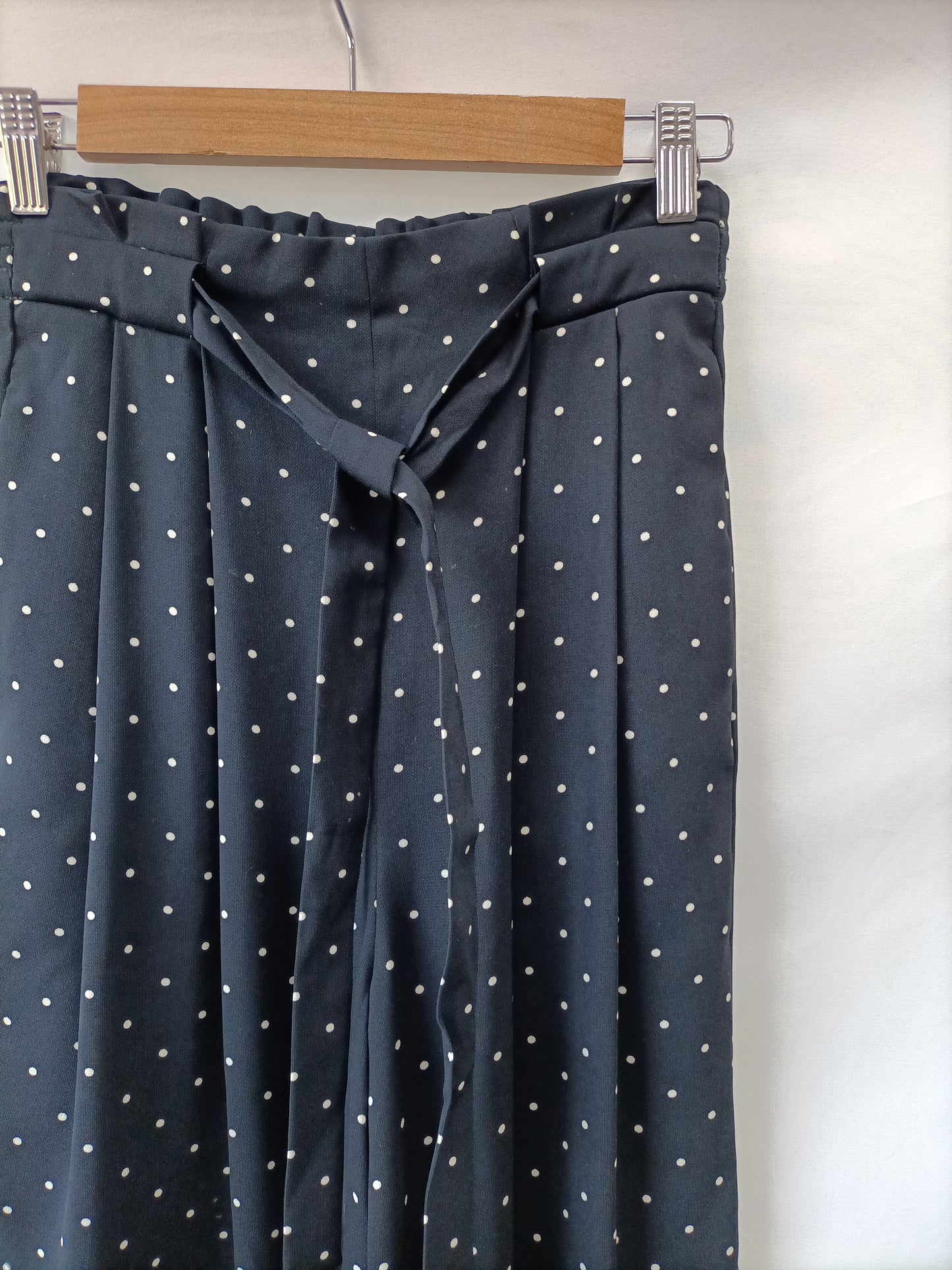 ZARA. Pantalón palazo azul lunares T.xs