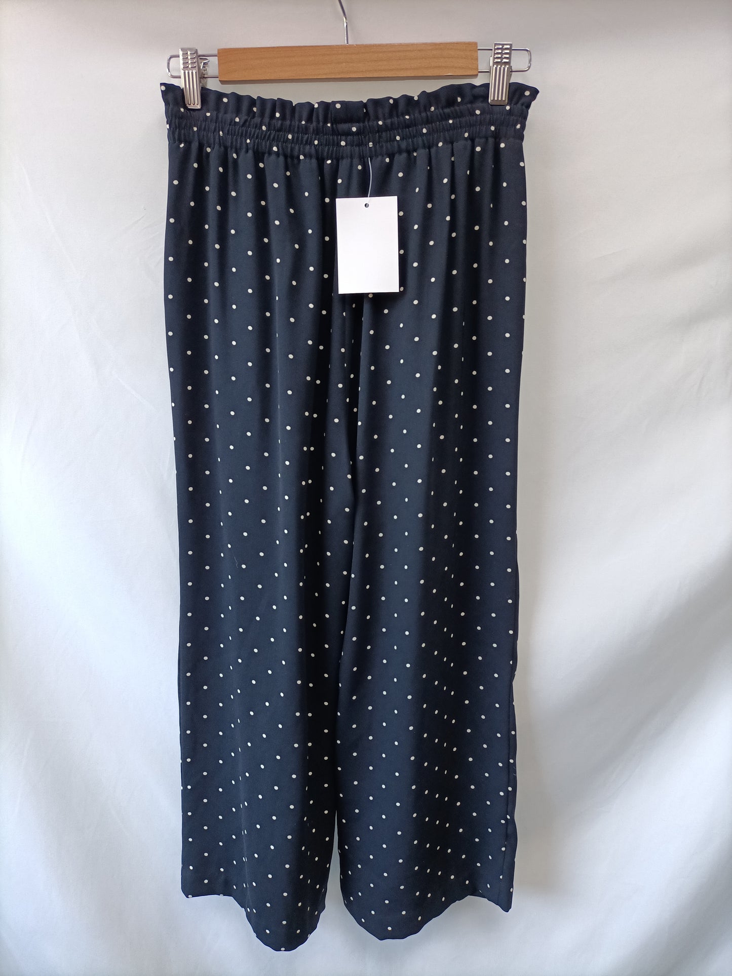 ZARA. Pantalón palazo azul lunares T.xs