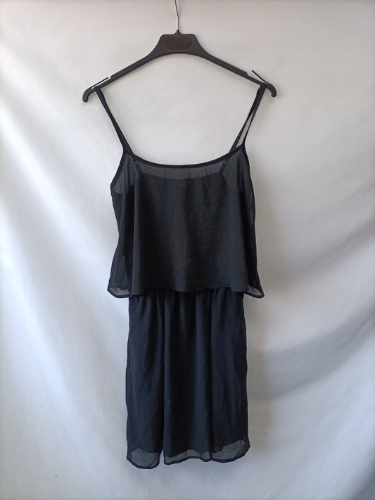 MANGO.Vestido negro volante T.s