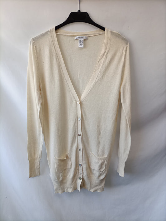 MANGO.Rebeca abotonada beige T.m