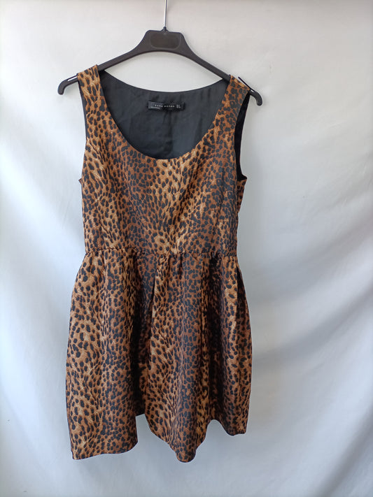 ZARA.Vestido semiestructurado animal print T.s