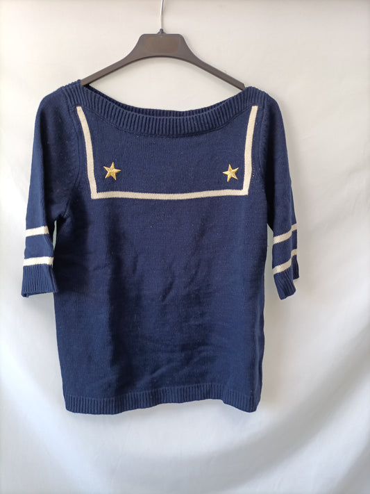 TOPSHOP.Jersey azul estrellas T.36