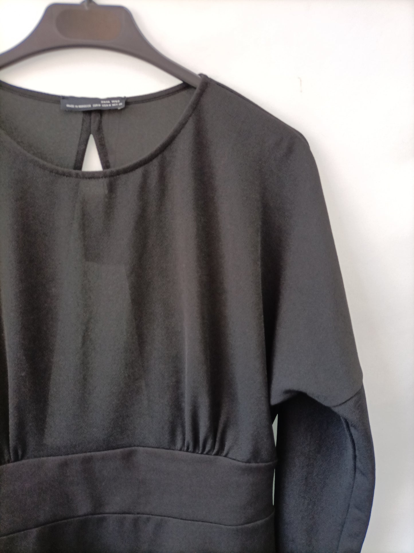 ZARA.Vestido negro doble textura T.m