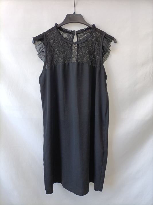 ZARA.Vestido negro encaje T.m