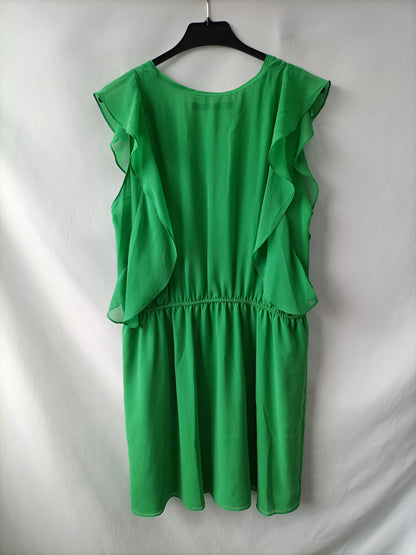 ZARA. Vestido verde fluido T.l