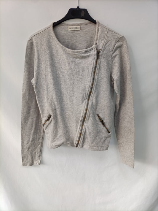 MUS&BOMBON. Chaqueta gris cremallera cruzada T.s