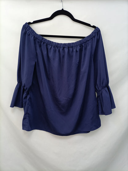 BLANCO. Top azul cuello barco T.u(l/xl)