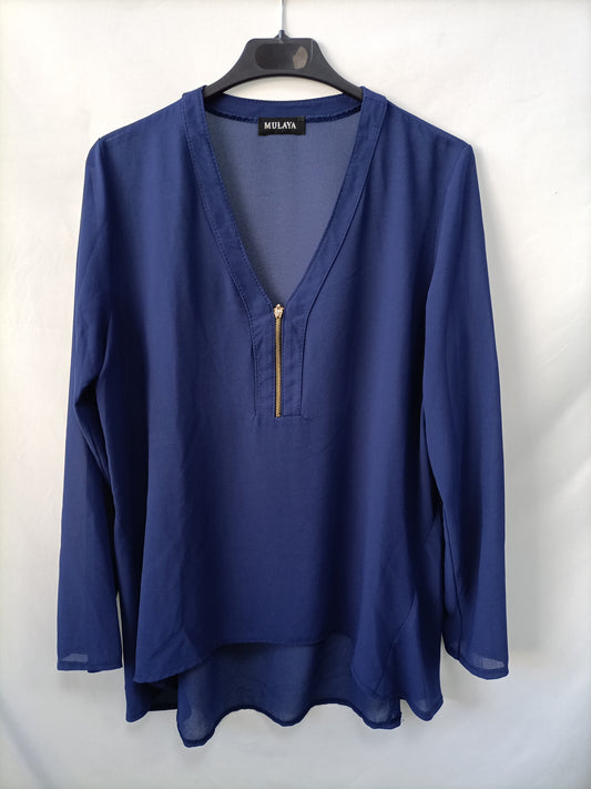 MULAYA. Blusa azul Fluido T.s