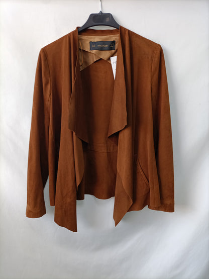 ZARA.chaqueta abierta antelina camel T.xs