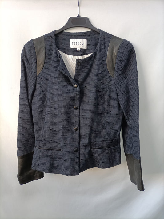 CLAUDI PIERLOT.Chaqueta azul espiga T.34 (tara)