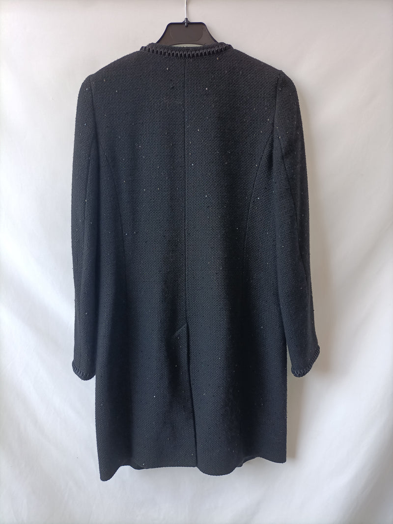 PIÚ&PIÚ. Abrigo Tweed negro T.36 (40 IT)
