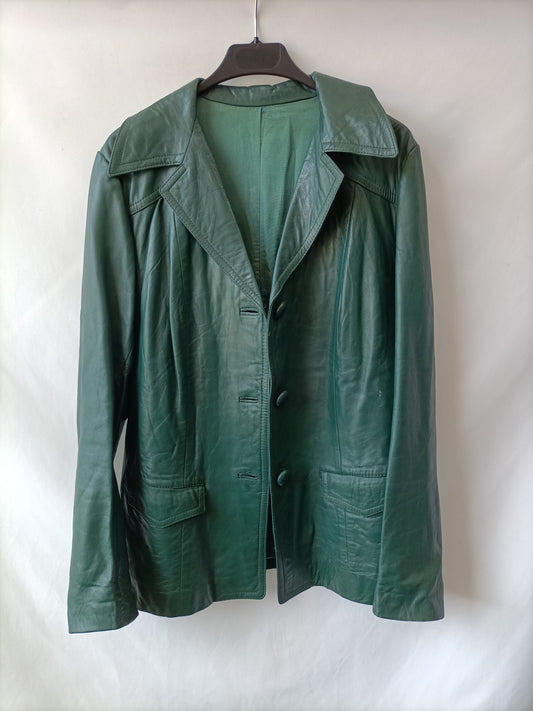 OTRAS.Chaqueta verde piel vintage (tara) T.46