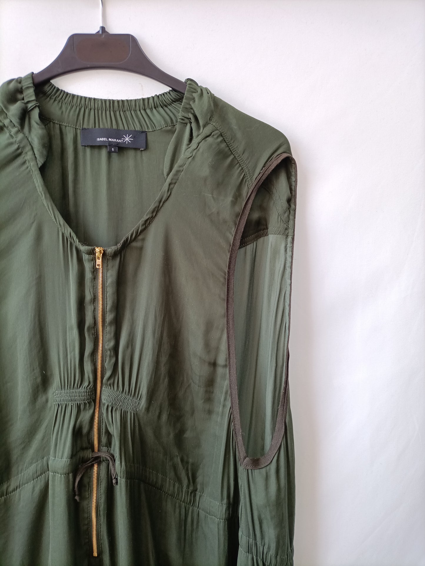 ISABEL MARANT.Vestido verde fluido T.s