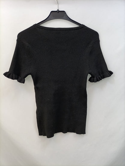 ZARA. Camiseta punto canalé T.l