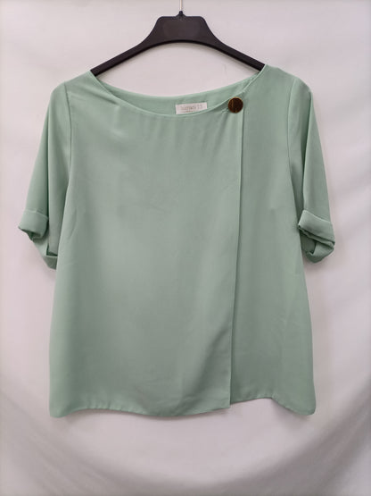 BIMANI. Blusa verde cruzada T.s