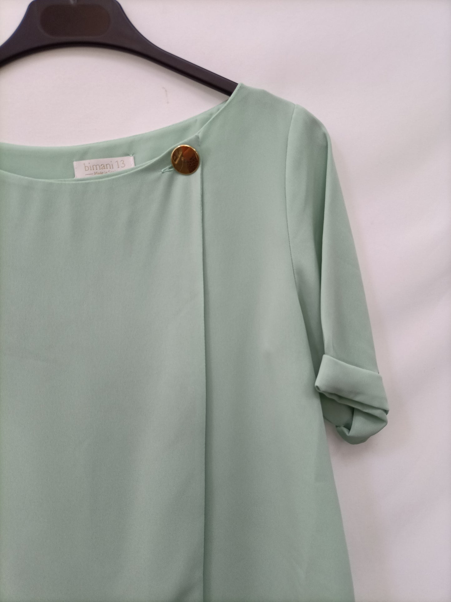 BIMANI. Blusa verde cruzada T.s