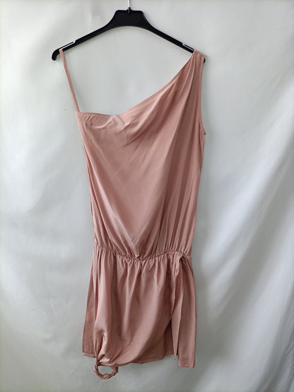 COLOR NUDE.Vestido rosa asimétrico T.s