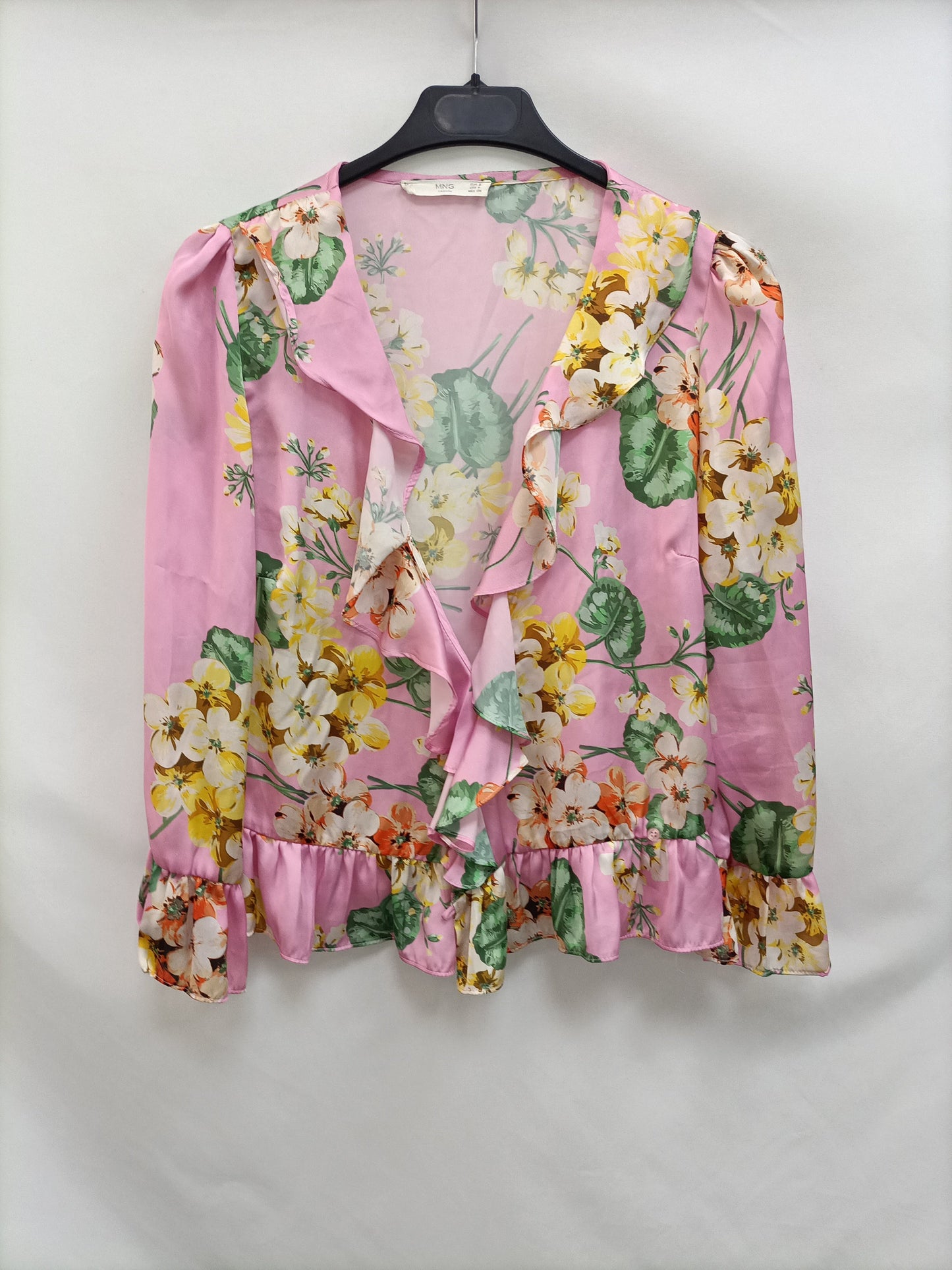 MANGO.Blusa rosa flores T.s