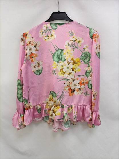 MANGO.Blusa rosa flores T.s