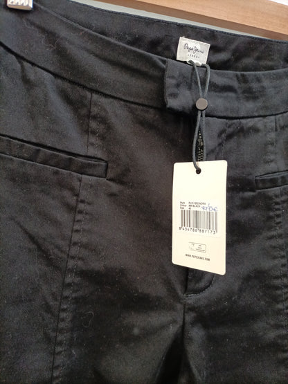 PEPE JEANS. Pantalón negro aperturas T.m