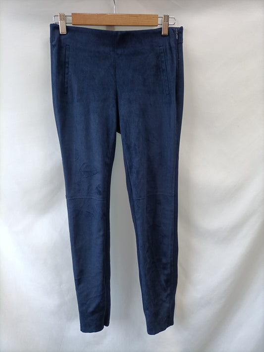 ZARA. Pantalon azul doble textura antlina T.s