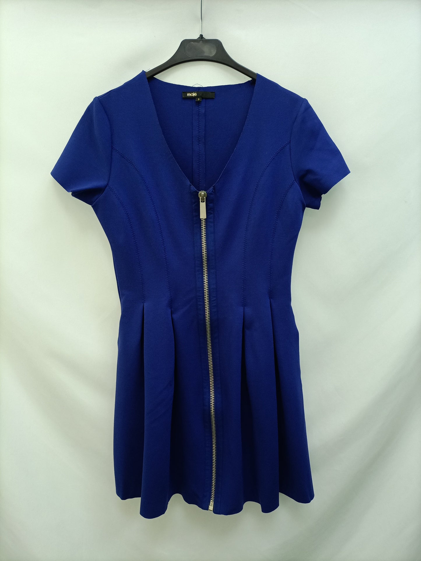 MAJE. Vestido azul cremallera T.3(l)