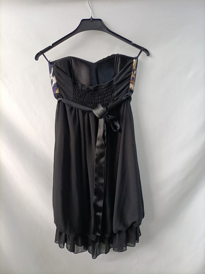 OTRAS. Vestido negro bicolor T.u(s)