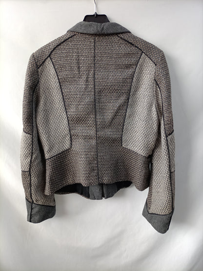 ZARA. Chaqueta tweed gris T.xl