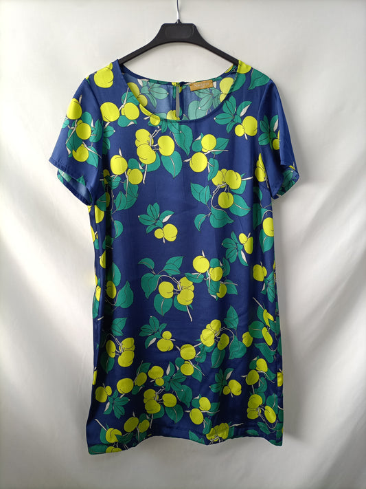 NAULOVER. Vestido azul flores T.42