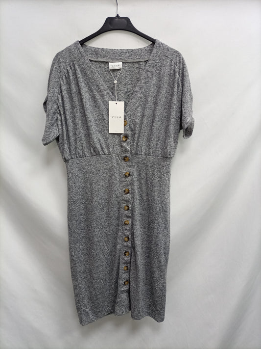 VILA. Vestido gris botoned T.xs